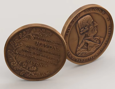 Copper Colored Collectible Coins With Historical Inscriptions And Detailed Portrait Engravings 3d model