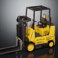 Yellow Industrial Forklift With Cab And Front Forks For Material Handling