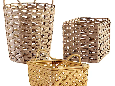Woven Storage Baskets Set With Various Sizes And Handled Design For Home Use 3d model