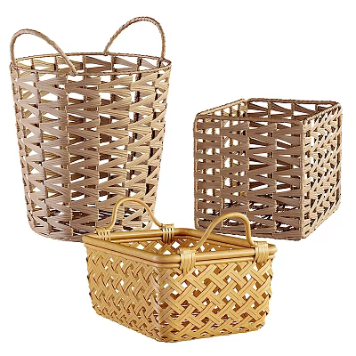 Woven Storage Baskets Set With Various Sizes And Handled Design For Home Use 3d model