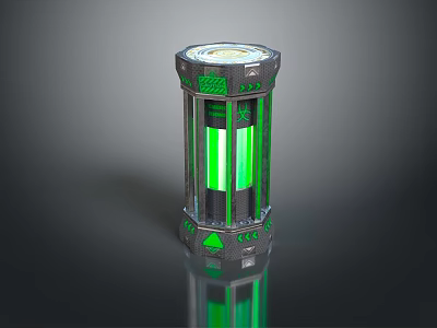 Cylindrical Daily Use Appliance With Green Glowing Transparent Section And Decorative Accents 3d model