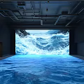 Immersive Technology Exhibition Hall With Large Screen Dynamic Waves And Interactive Water Floor