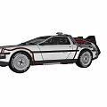 White DeLorean Car With Sleek Design Gull Wing Doors And Red Accents