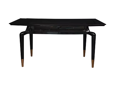 Modern Black Dining Table With Sleek Gold Accent Legs And Glossy Finish 3d model