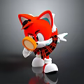 Cartoon Red Fox Character In Detective Role With Magnifying Glass And Scarf