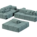 Modern Light Gray Fabric Modular Sofa Set With Multiple Cushions And Modules 3d model
