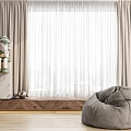 Modern Curtain Window Screen 3d model