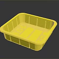 Yellow Plastic Storage Container With Rectangular Design For Home Organization 3d model