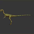 3D Rendered Dinosaur Model With Green Yellow Stripes Open Mouth Standing On Grey Background