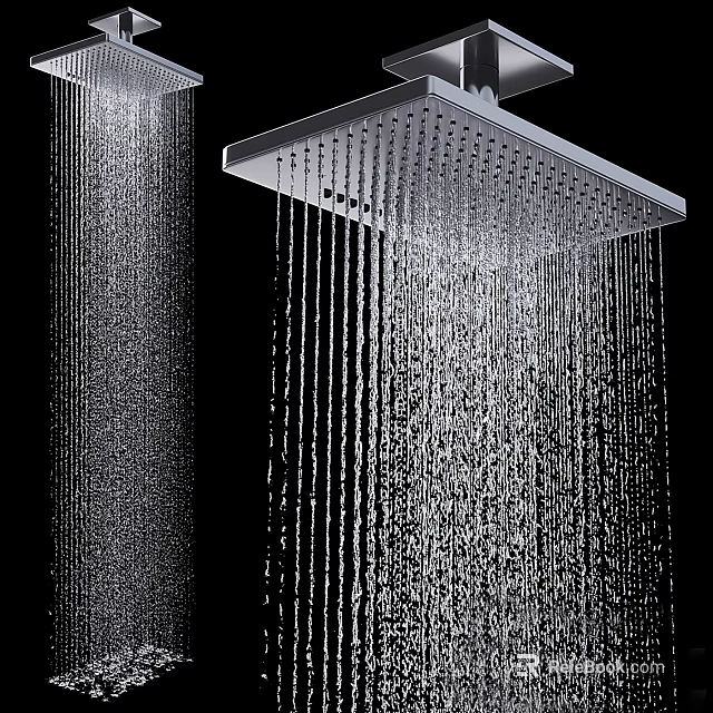 Modern Square Shower Head With Powerful Rainfall Water Flow And Sleek Design 3d model