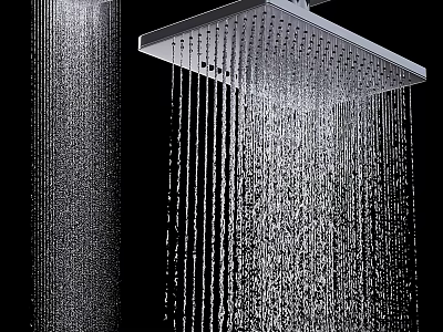Modern Square Shower Head With Powerful Rainfall Water Flow And Sleek Design 3d model