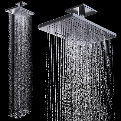 Modern Square Shower Head With Powerful Rainfall Water Flow And Sleek Design 3d model