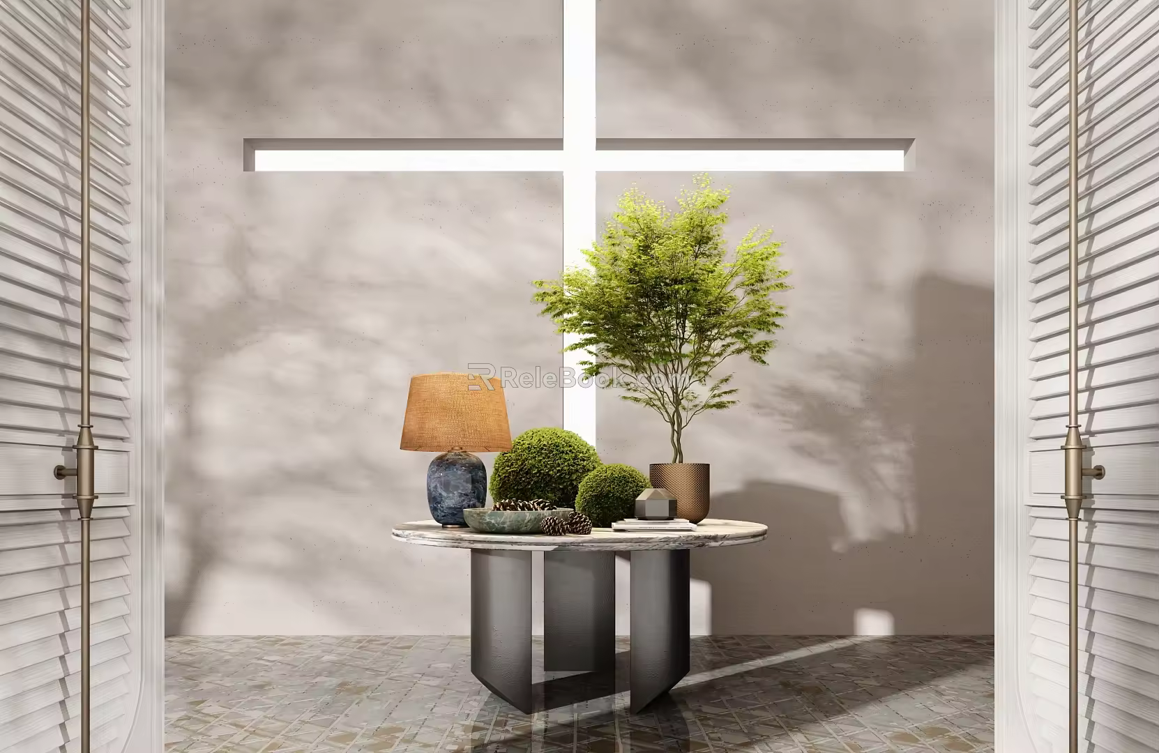 CCD Hotel End View Table Ornaments Floral Moss Combination Tree Table Lamp Floral Moss Ball Table 3d model