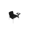 Modern Leather Leisure Chair With Metal Frame And Side Table Design