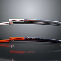 Traditional Katana Swords With Orange Black Handles And Red Accent Patterns