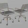 Modern Office Chair With Metal Frame Gray Cushion Armrests And Wheels