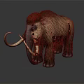 Realistic Woolly Mammoth With Long Curved Tusks And Thick Brown Fur