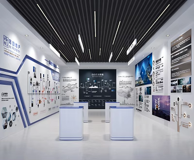 Modern Smart Energy Exhibition Hall with Display Walls Product Displays and Exhibition Counters 3d model