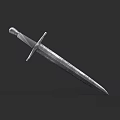 Medieval Hand Forged Metal Sword With Decorative Hilt And Sharp Blade On Dark Background