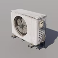 Outdoor Air Conditioner Fan With White Casing Circular Blade And Black Mounting Brackets