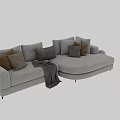 Modern Two Seater Sofa With Decorative Pillows And Throw Blanket In Multiple Views 3d model