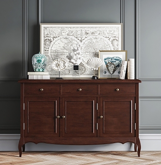 Jane European Side Cabinet Sideboard 3d model