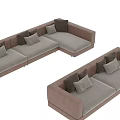 Modern Modular Sectional Sofa Set With Beige Cushions And Corner Straight Units 3d model