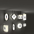 Wall Mounted Wayfinding Signs With Different Shapes Black Icons And Modern Design