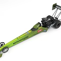 Green Dragster Race Car Featuring Martin McMillen Fram Logos And Aerodynamic Body