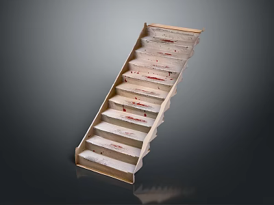 Bloody Stairs With Red Stain Marks On Each Step And Dark Background 3d model