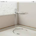 Modern Minimalist Side Table With Metal Frame And Round Top By Window Interior 3d model