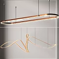 Modern Rectangular And Curved Ribbon Like Chandeliers With Metallic Frame And LED Light 3d model