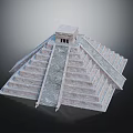 Cartoon Pyramid Scene With Stone Steps And Temple Structure On Top 3d model