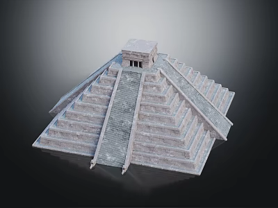 Cartoon Pyramid Scene With Stone Steps And Temple Structure On Top 3d model