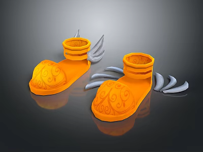 Orange Winged Shoes with Intricate Pattern Design for Daily Living Essentials 3d model