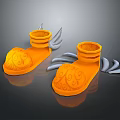 Orange Winged Shoes with Intricate Pattern Design for Daily Living Essentials 3d model