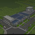 Modern Industrial Factory With Contemporary Design Green Trees Parking And Road Access