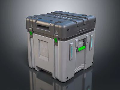 Modern Gray Hard Case With Black Top Green Accents and Durable Structure Design 3d model