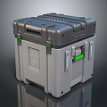 Modern Gray Hard Case With Black Top Green Accents and Durable Structure Design 3d model