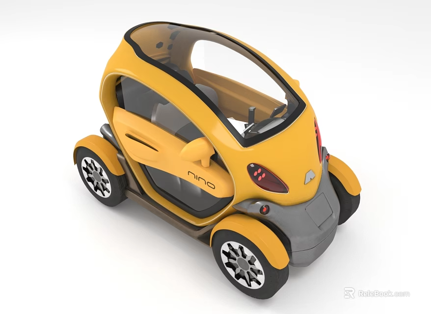Yellow Compact Electric Vehicle With Modern Design 3d model 