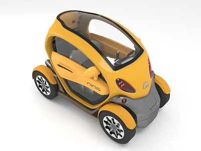 Yellow Compact Electric Vehicle With Modern Design 3d model