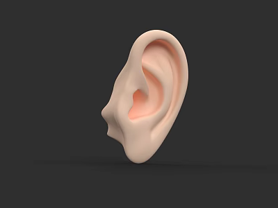 Game and Movie Character 3D Ear Model Featuring Light Pink Color and Dark Background 3d model