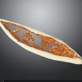 Long Shaped Pizza With Red Tomato Sauce Melted Cheese And Toppings On White Plate