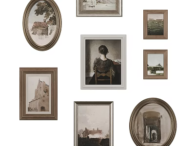 Vintage Decorative Photo Frames in Various Shapes and Styles for Wall 3d model