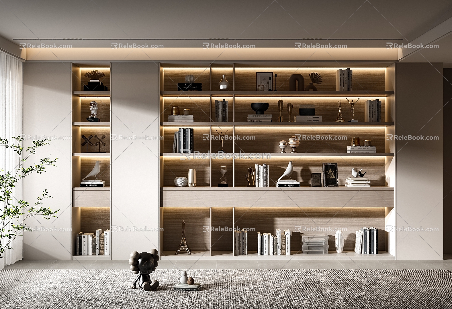 Modern bookcase 3d model