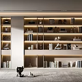 Modern Bookcase Interior Design With Layered Shelves LED Lighting And Decorative Items