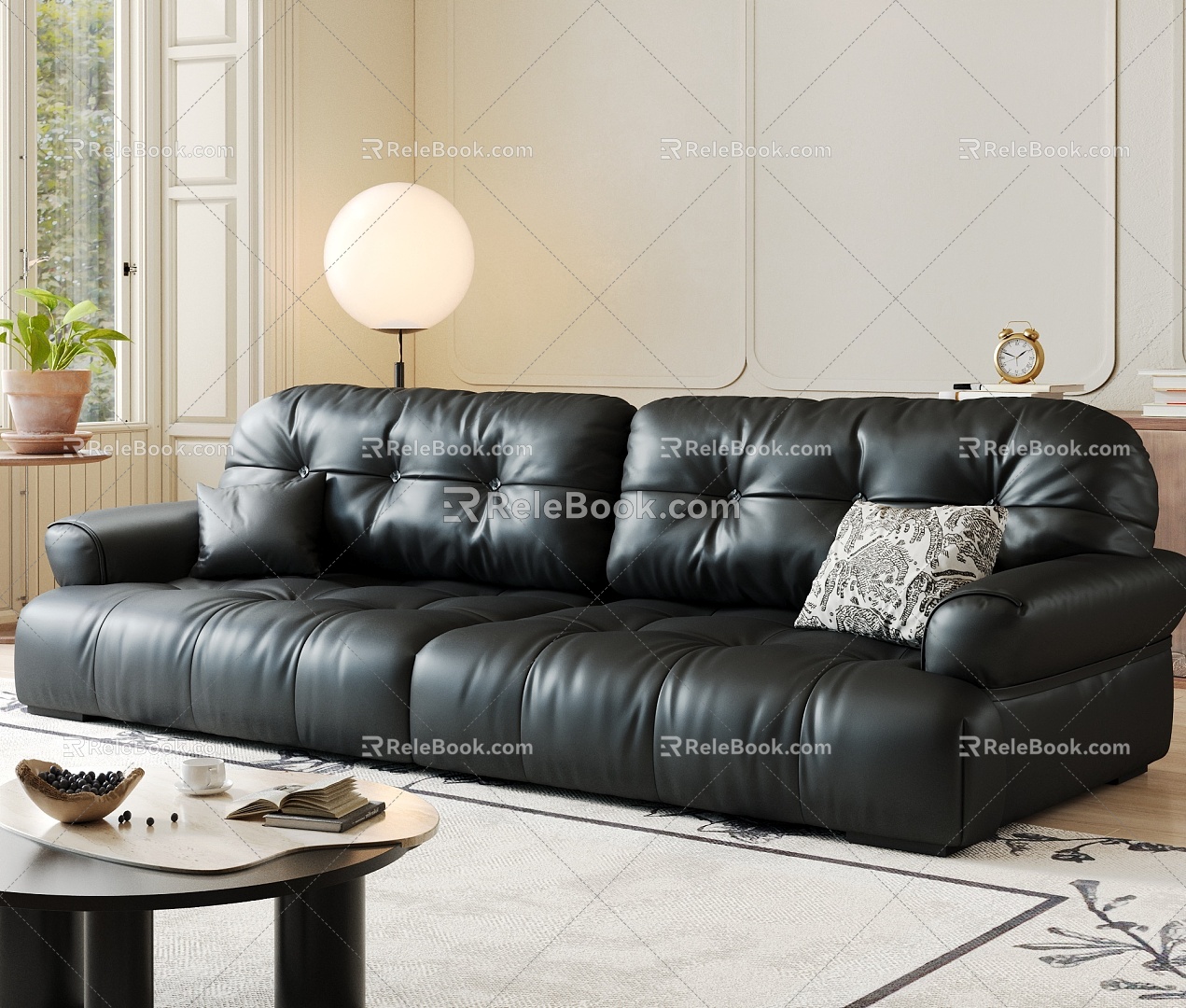 French Cream Style Living Room Sofa 3d model