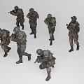 Military Game Movie Characters With Action Poses And Weapons