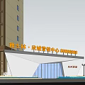 Modern Sales Office Building With Glass Curtain Wall And Modern Facade Design
