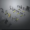 Variety Of Gym Fitness Equipment Including Treadmills Dumbbells Workout Benches And Machines